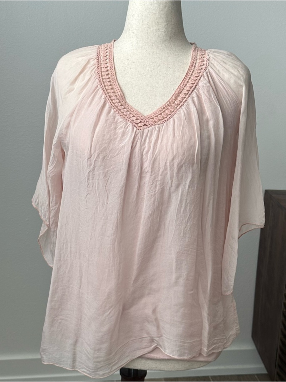 Elena Baldi Pink Flutter Sleeve Blouse